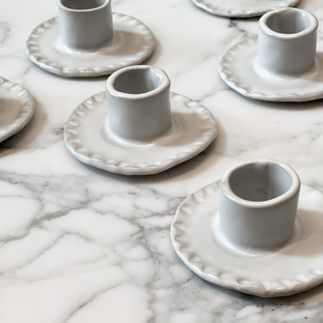 Contemporary Espresso Cups 4oz White Ceramic and Natural Cork