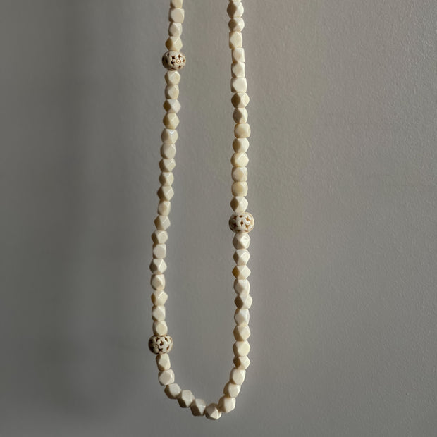 Necklace | Carved Bone & Antique Indigo