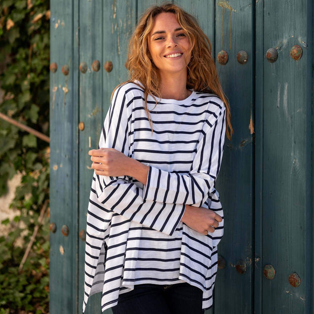 Easy Tee in Striped Navy
