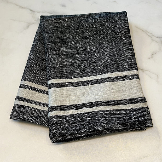 Bold Stripe Stonewashed Flax Linen