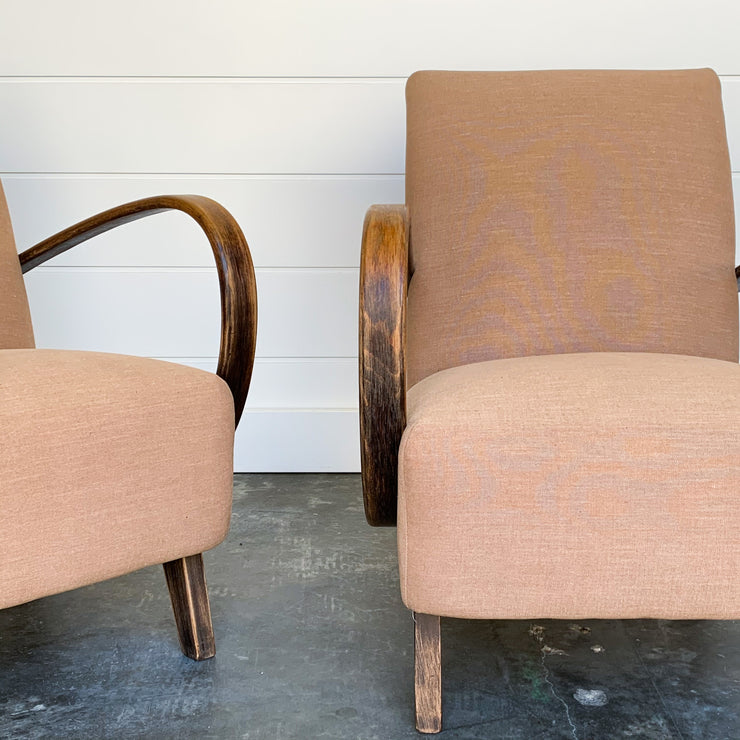 PAIR OF PINK-TAUPE 1940'S LOUNGE CHAIRS