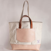 Canvas Bucket Tote | Natural & Leather
